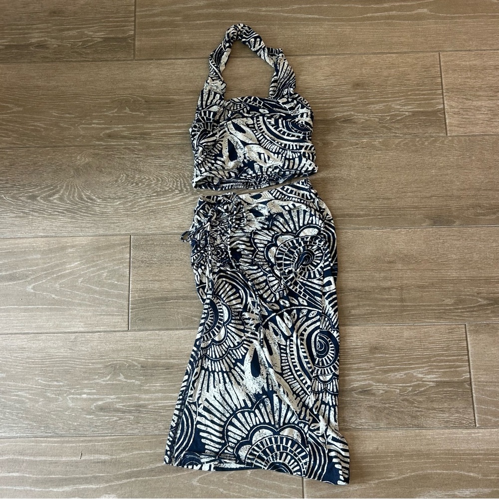 Fun Navy And White Patterned Two Piece Set! - image 1